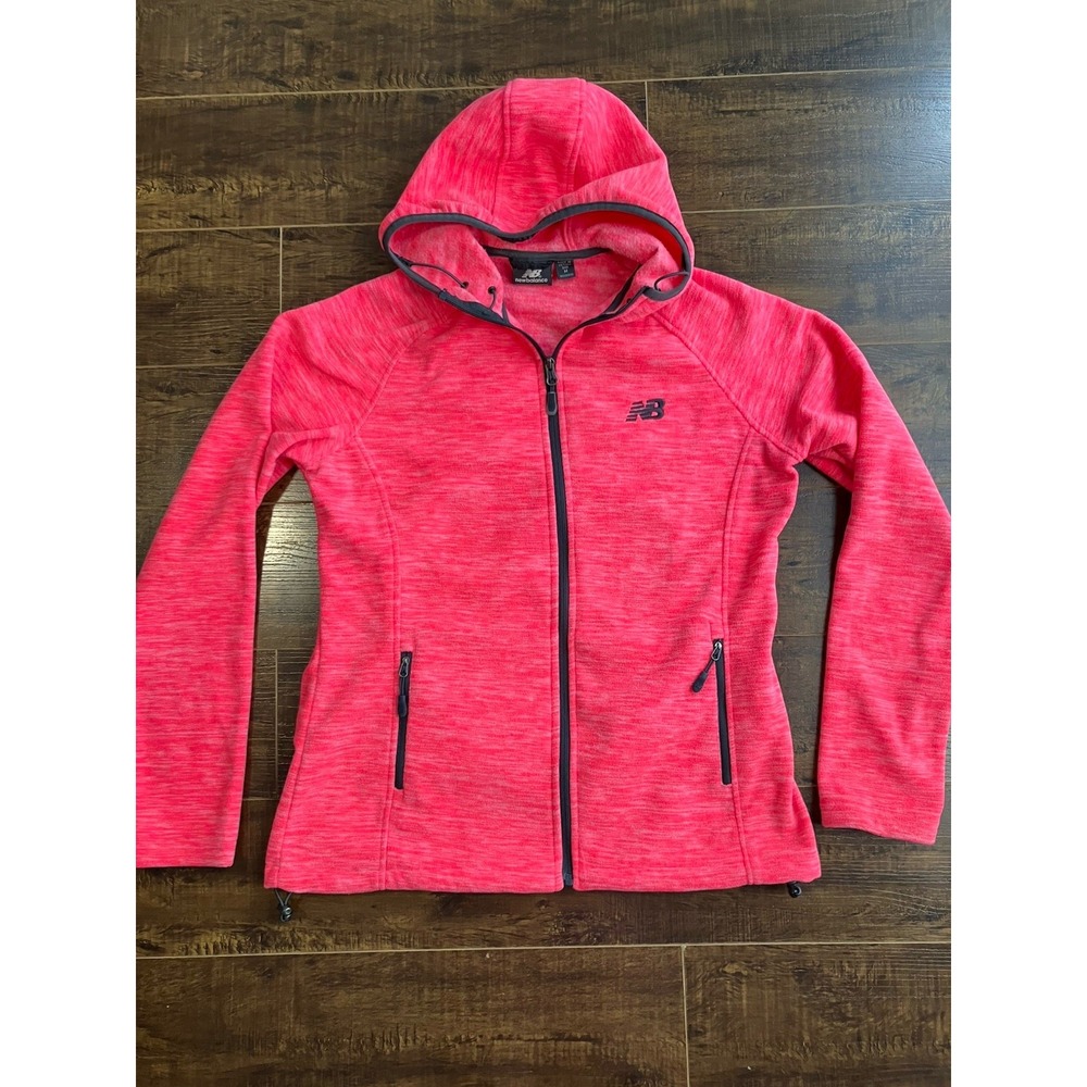 New Balance Womens Medium Pink Fleece Full Zip Hoodie Jacket Space Dye M